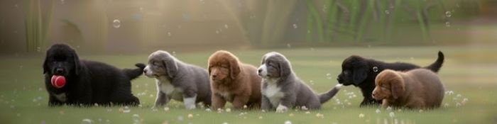 cachorros terranova jugando socializacion medellin amorapets.