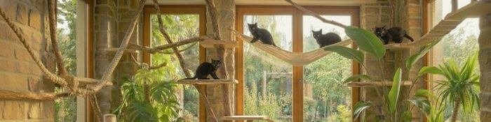 Varios cachorros de Gato Bombay de raza pura con pelaje negro brillante en el criadero AmoraPets.