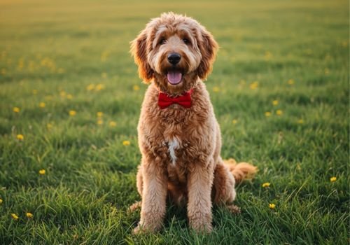 Goldendoodle Estándar majestuoso de tamaño grande con pelaje rizado en Medellín AmoraPets.